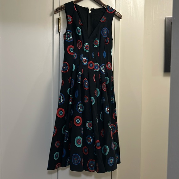 kate spade Dresses & Skirts - kate spade Black Sleeveless Midi Dress with Red and Teal Circular Print